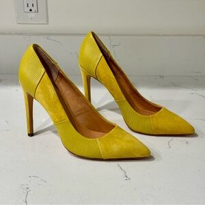 Yellow Leather Suede Halston Heritage Size 8 Heels